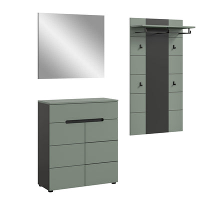Ensemble de vestiaire CANU (L/H/P : env. 175/190/37 cm) gris Basalte/vert Smoke Green