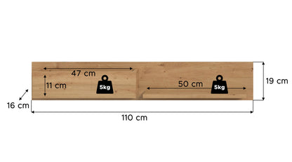 Étagère murale DRIVE (L/H/P : env. 110/19/16 cm) en imitation chêne Artisan/imitation chêne Artisan