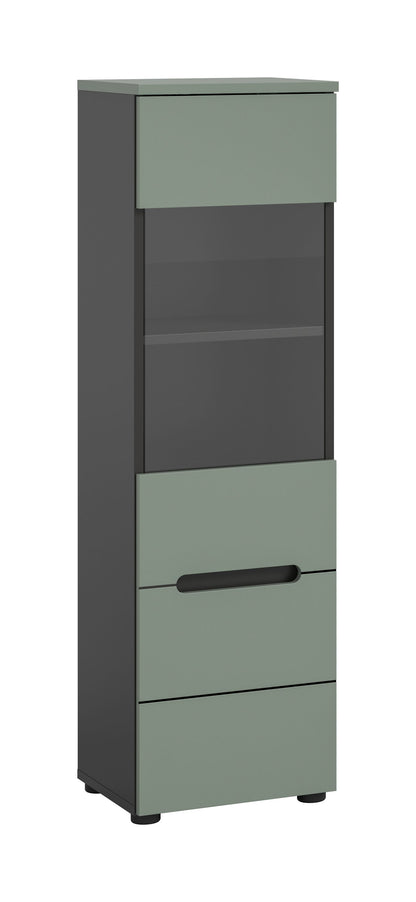 Vitrine CANU (L/H/P: env. 36/125/33 cm) en gris basalte/vert fumé