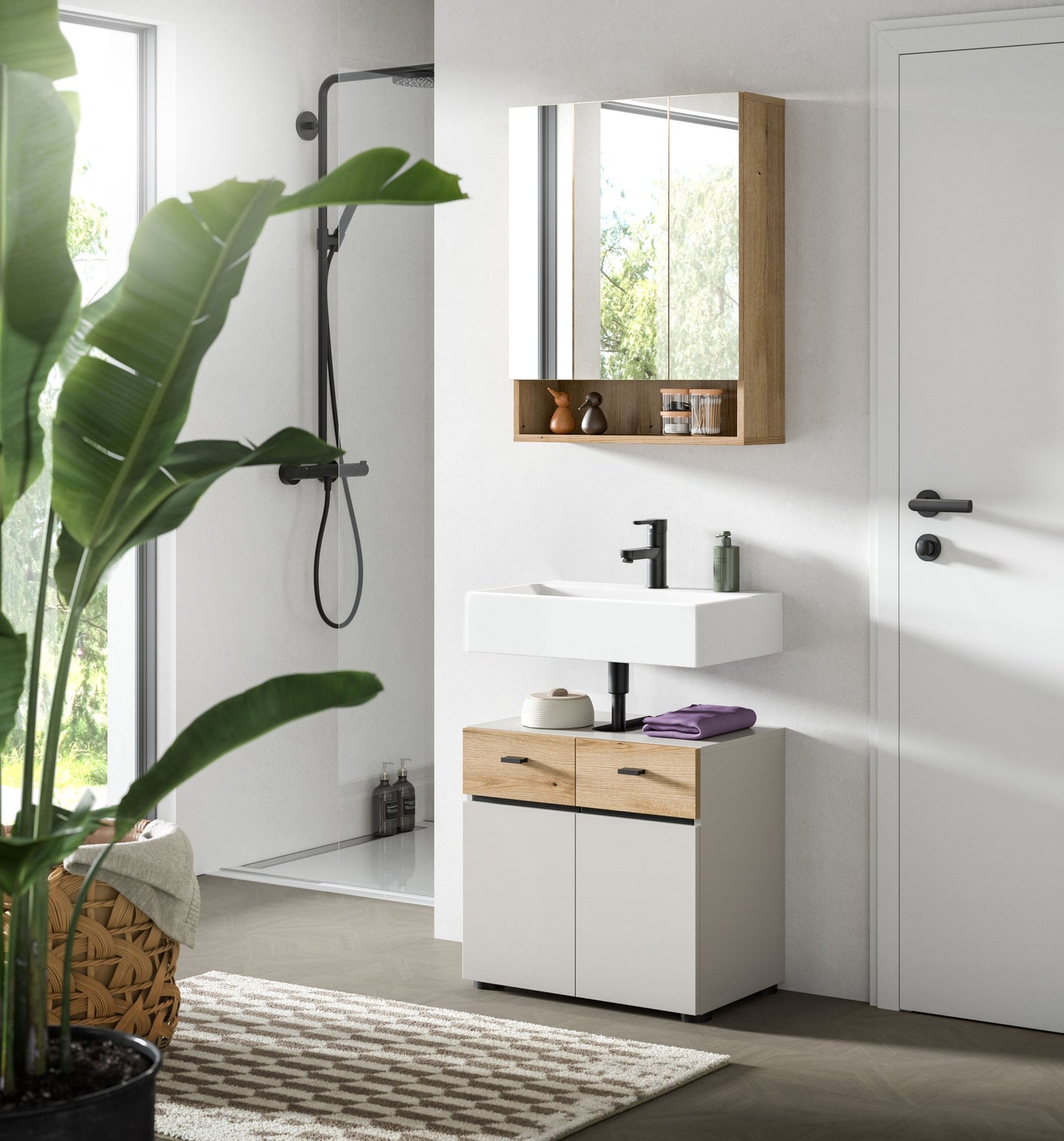 Homes & Jones Badezimmermöbelset 2-tlg. mit Badspiegelschrank, Badmöbel Set