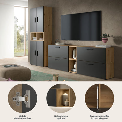 Homes & Jones Wohnwand 4-tlg. TV Möbel Modular Lowboard, Wohnzimmerschrank