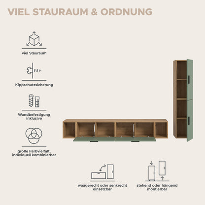 Homes & Jones Wohnwand 2-tlg. TV Möbel Modular Lowboard, Wohnzimmerschrank