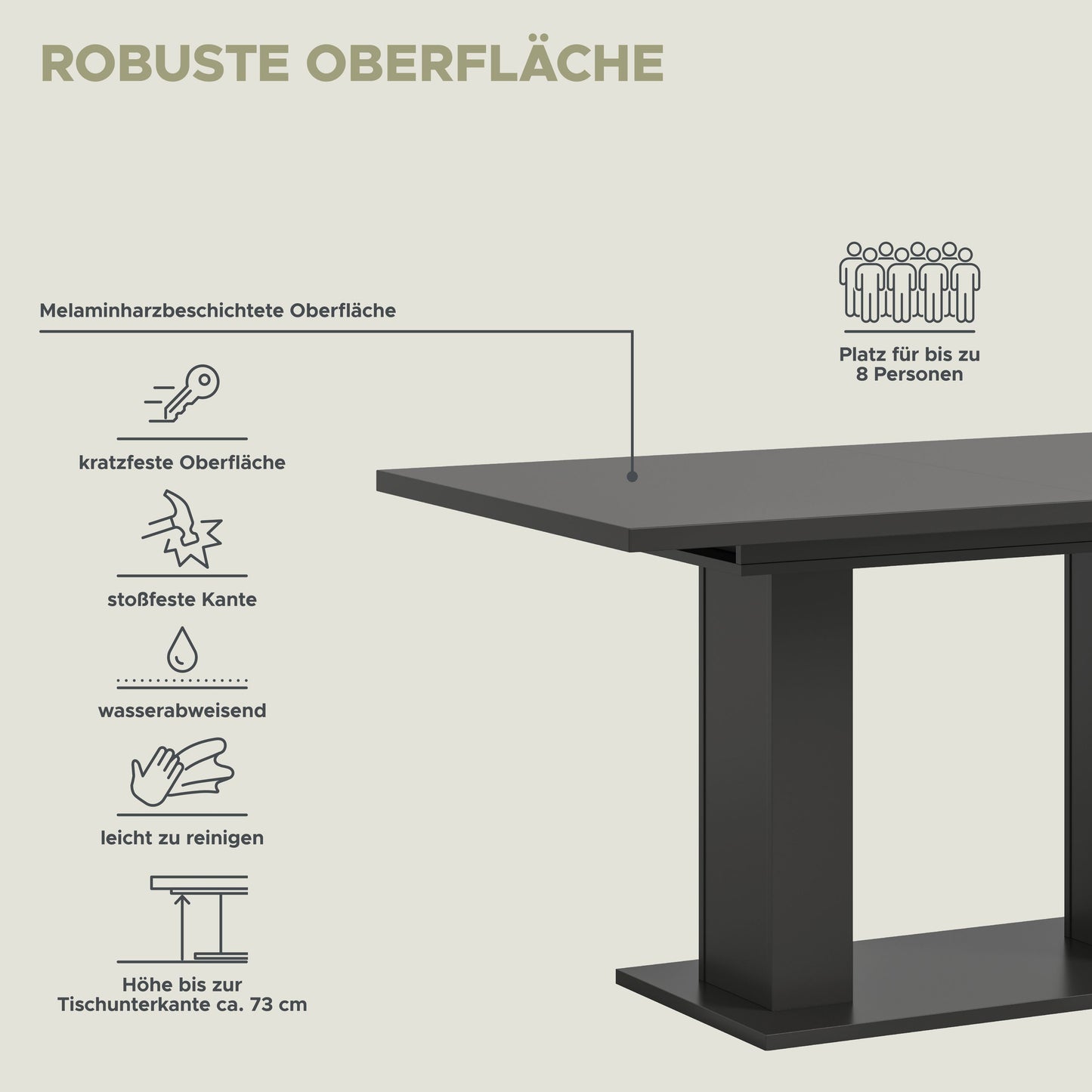 Table de salle à manger MOTION (L/H/P : env. 150/76/90 cm) en blanc/cachemire