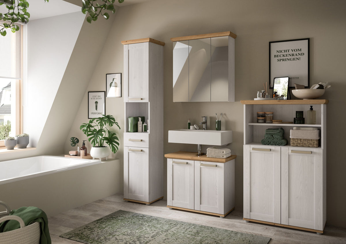 Mid-height cabinet VERONA (W/H/D: approx. 74/116/34 cm) in Sibiu Larch reproduction/Sibiu Larch reproduction