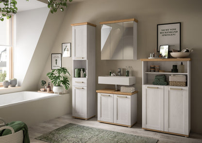 Mid-height cabinet VERONA (W/H/D: approx. 74/116/34 cm) in Sibiu Larch reproduction/Sibiu Larch reproduction