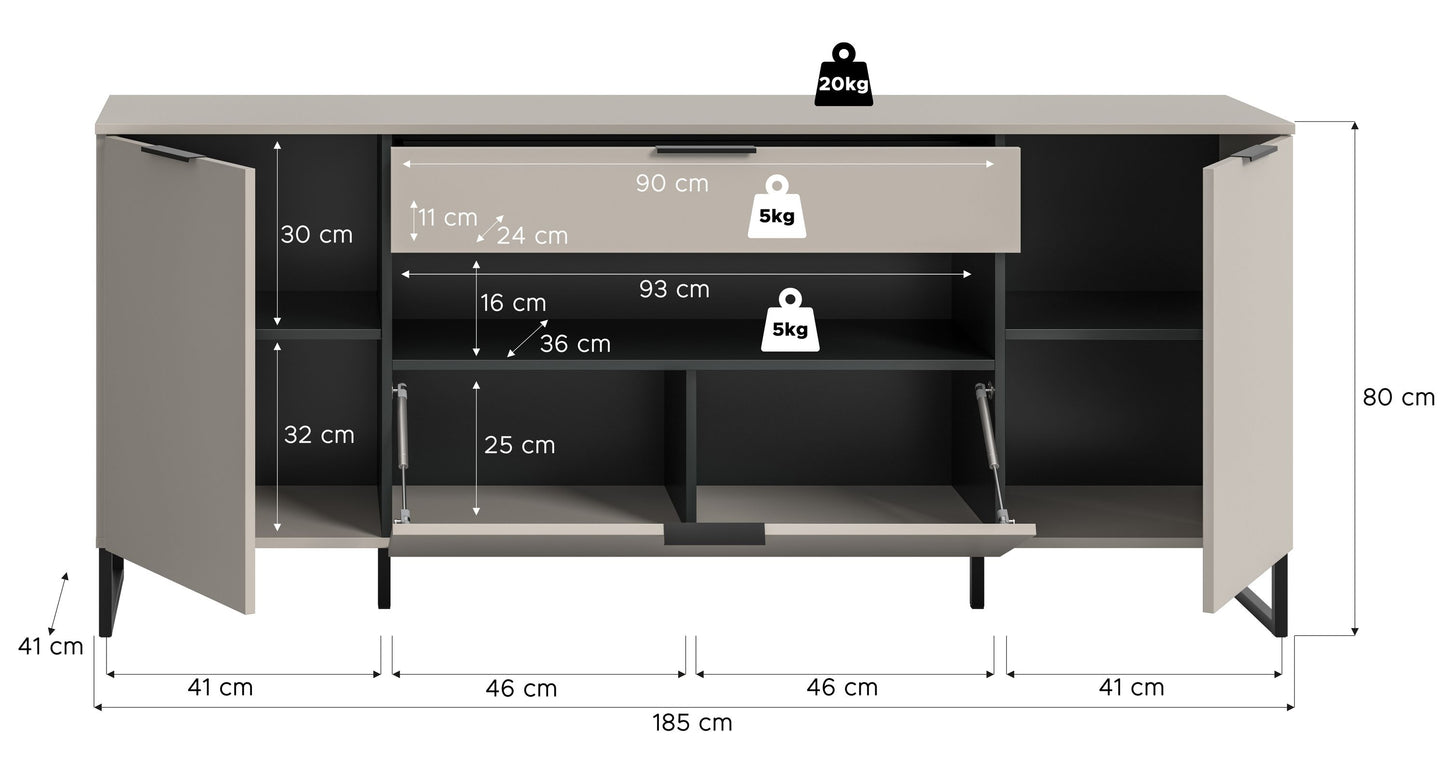 Homes & Jones Sideboard -TV Möbel, Wohnzimmerschrank in Kaschmirfarben