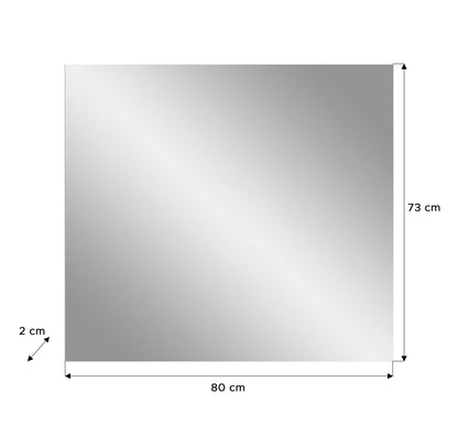 Spiegel-Front mit Maßskizze, 80 cm Breite und 73 cm Höhe