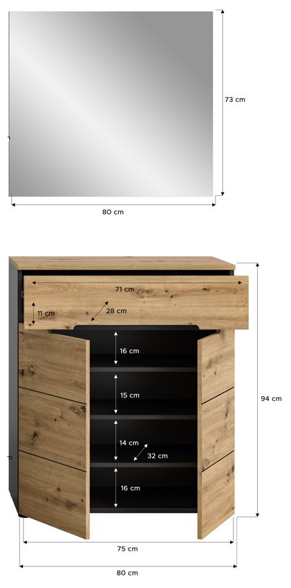 Homes & Jones Garderoben Set 2-tlg., Flurmöbel Set passend für kleine Flure