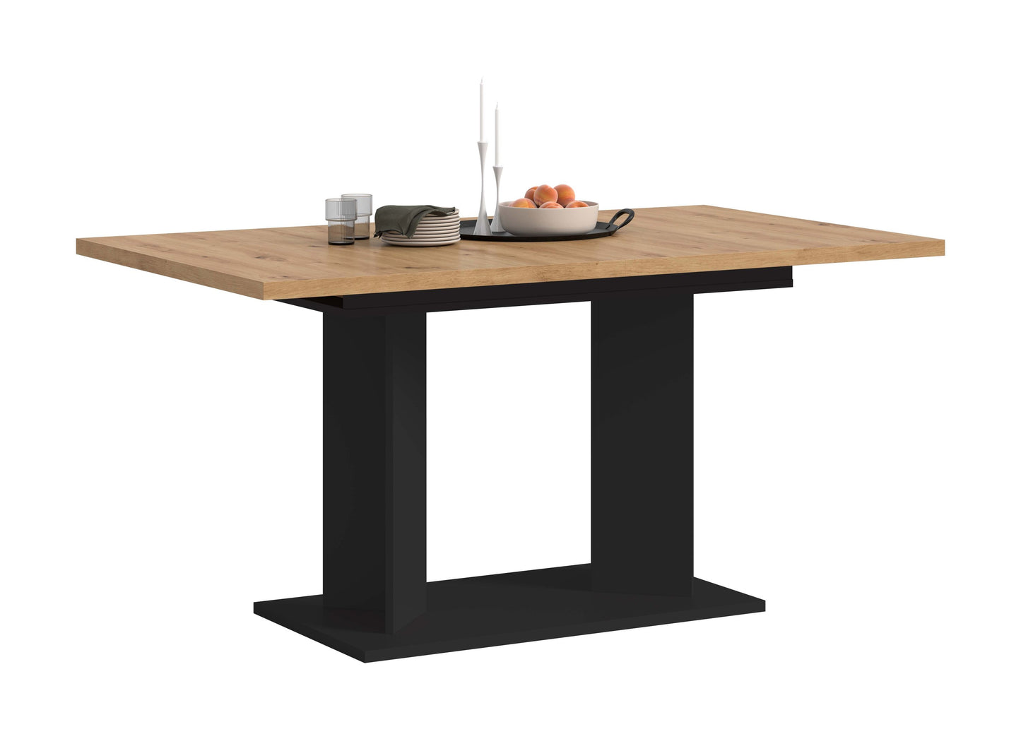 Table à manger GUSTAV (L/H/P : env. 190/76/90 cm) en blanc/imitation chêne Artisan