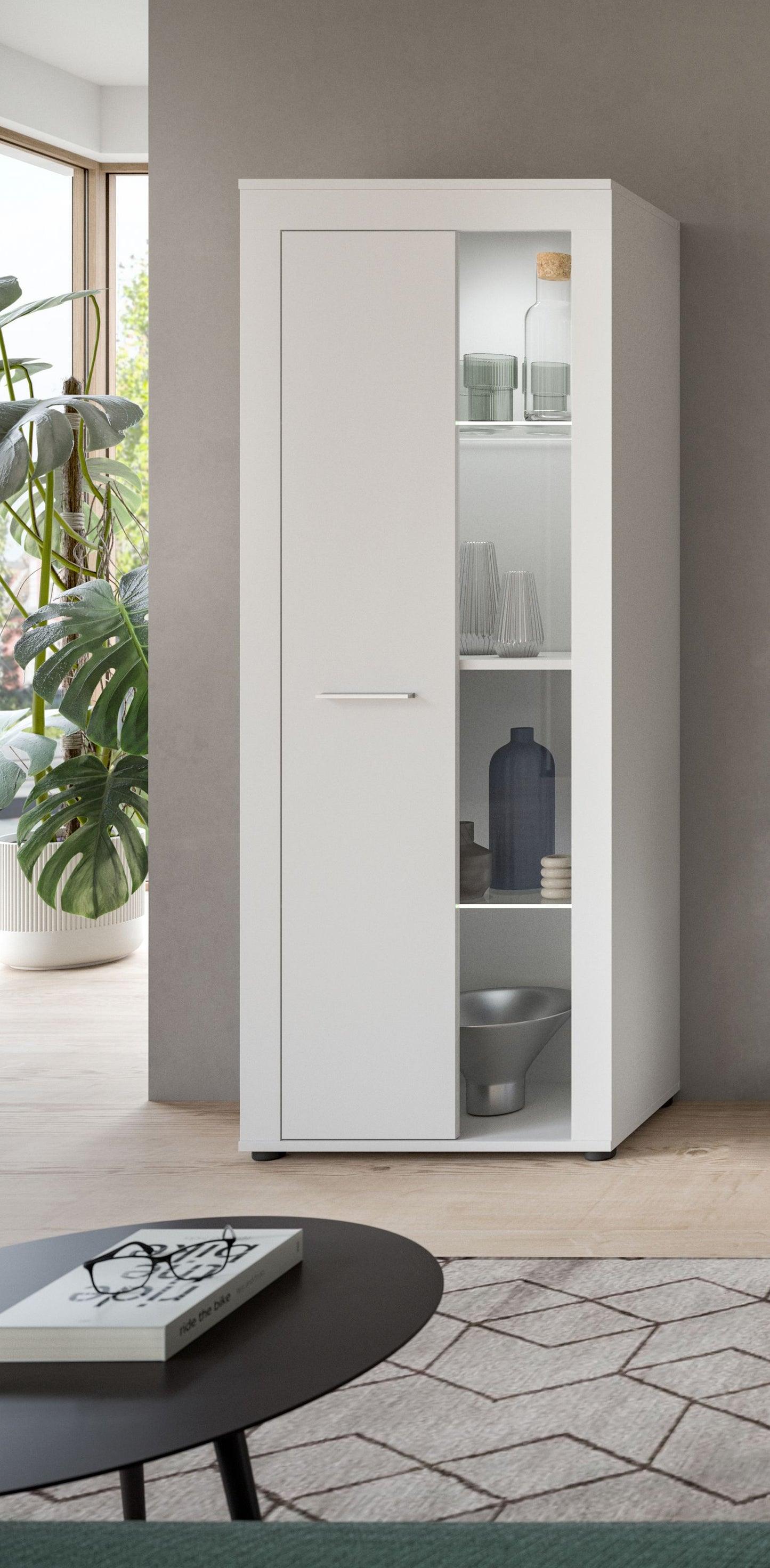 Homes & Jones Vitrinenschrank 60 cm breit, Wohnzimmerschrank, Wohnmöbel