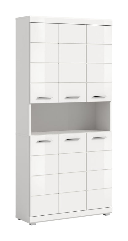 Scout Hochschrank breit  (B/H/T: 90x191x31 cm) in Weiß hochglanz und Weiß