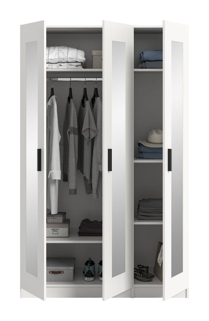 Wardrobe 3-door VISBY (W/H/D: approx. 120/195/56 cm) in white/white