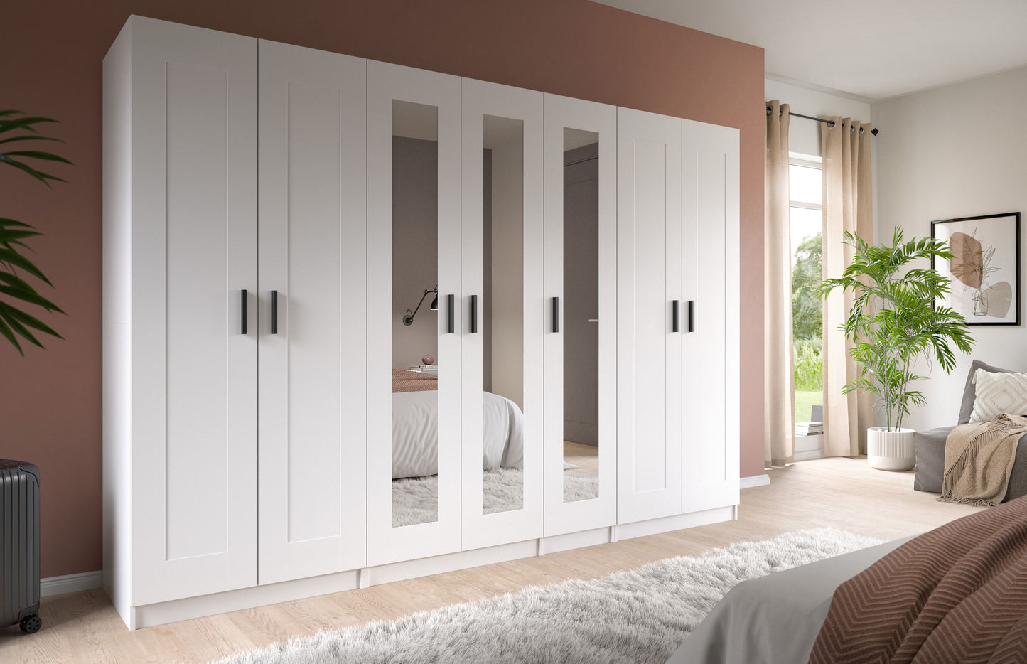 Homes & Jones Kleiderschrank weiß 3-tlg., Schlafzimmerschränke 280 cm breit