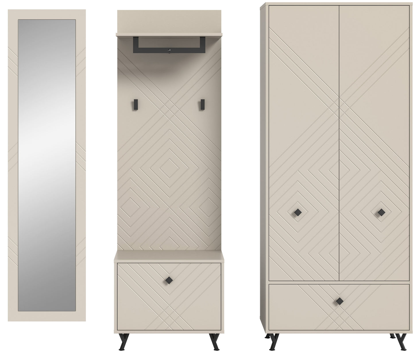 Ensemble d'entrée NOTES (L/H/P : env. 215/190/35 cm) en beige sable/beige sable mat