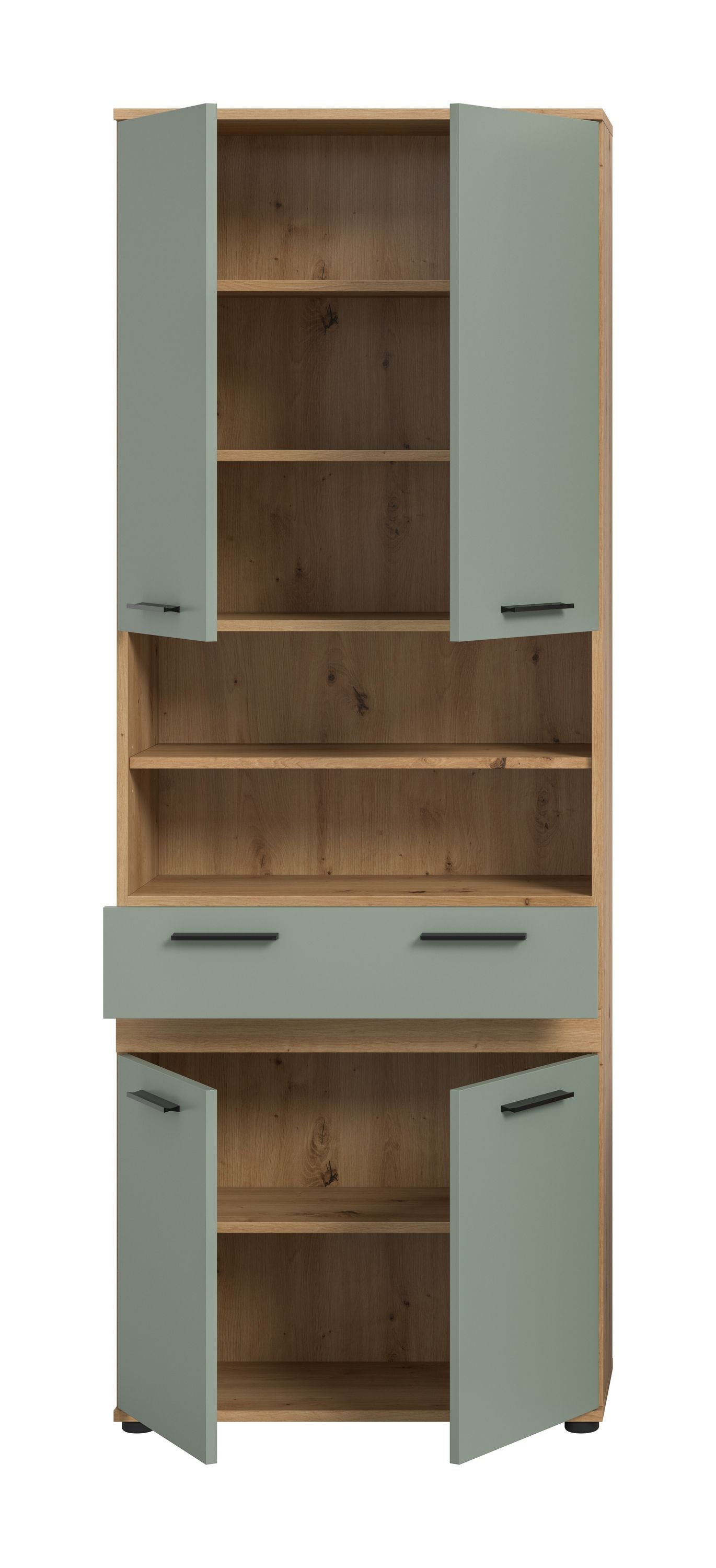 Blake Hochschrank (B/H/T: 70x191x31 cm) in Salbei und Artisan Eiche Nachbildung