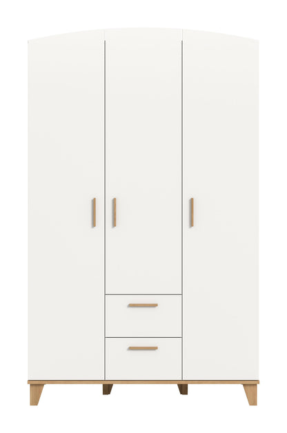Armoire 3 portes STELLA (L/H/P : env. 122/198/51 cm) en blanc/blanc