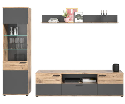 Homes & Jones Wohnwand-Set 3-tlg., Wohnzimmerschrank-Anbauwand in Holzoptik