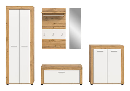 Ensemble de couloir JAM (L/H/P : env. 285/191/35 cm) en imitation chêne Wotan/blanc