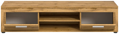 Meuble TV bas JAM (L/H/P : env. 160/37/40 cm) en imitation chêne Wotan/gris
