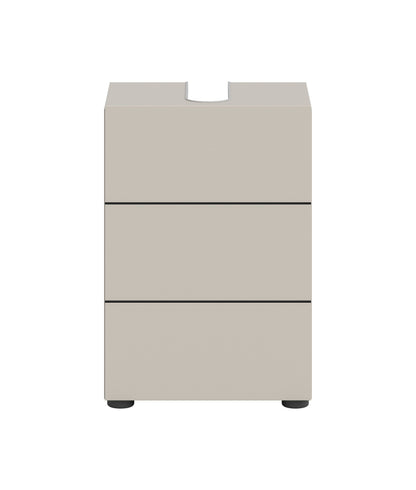 Schmaler Waschbeckenunterschrank mit 1 Einlegeboden, beige, geschlossene Front mit Griffmulde