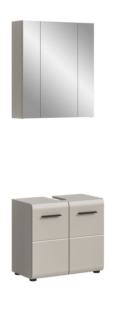 Badmöbelset mit Spiegelschrank und Unterschrank, weiß, zwei Schubladen