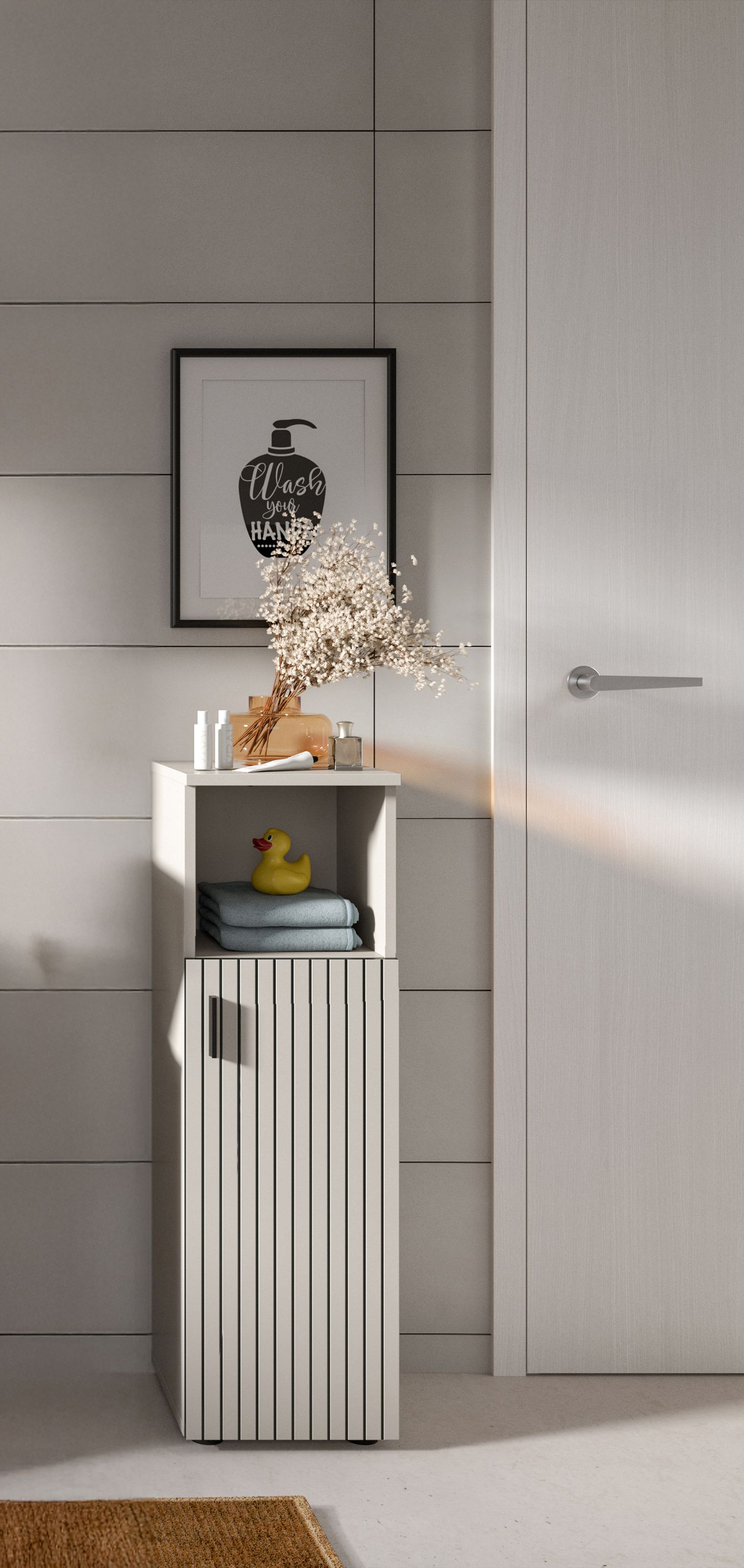 Meuble de salle de bain MONE (L/H/P : env. 30/95/30 cm) coloris Cachemire/Cachemire