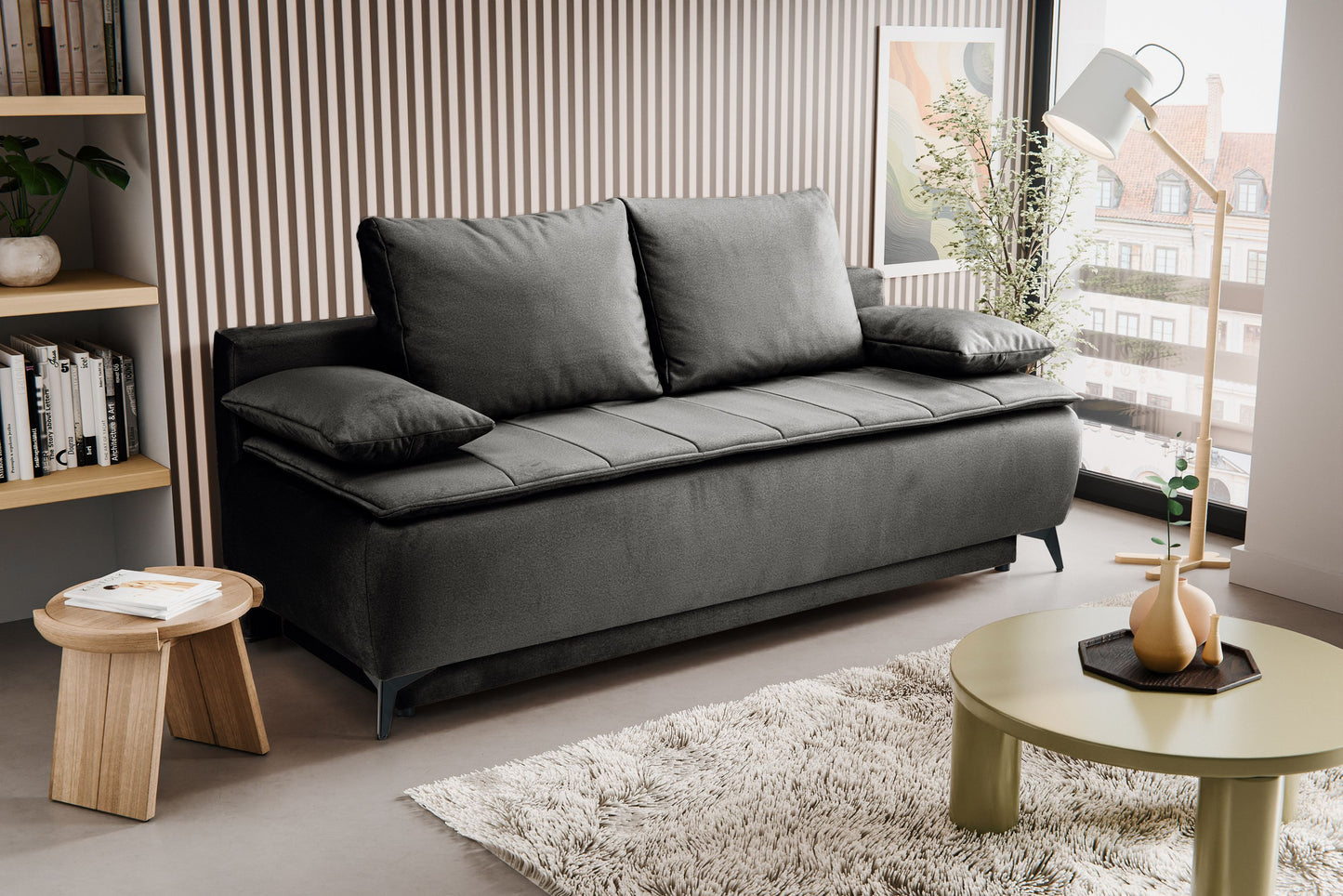 Canapé convertible Sendi – Luxueux canapé en velours avec fonction couchage