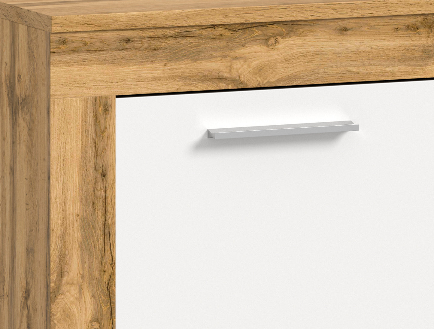 Meuble TV bas JAM (L/H/P : env. 160/37/40 cm) en imitation chêne Wotan/gris