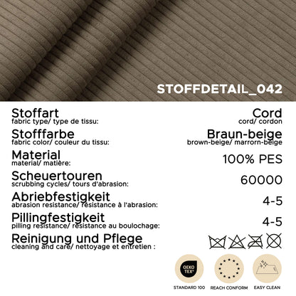 Cordstoff-Muster in braun-beige mit feinem Rippenprofil als Stoffdetail