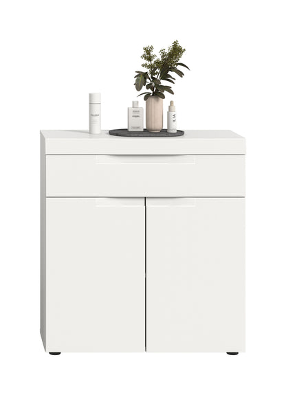 Viana Standschrank breit (B/H/T: 75x82x31 cm) in Weiß matt und Weiß