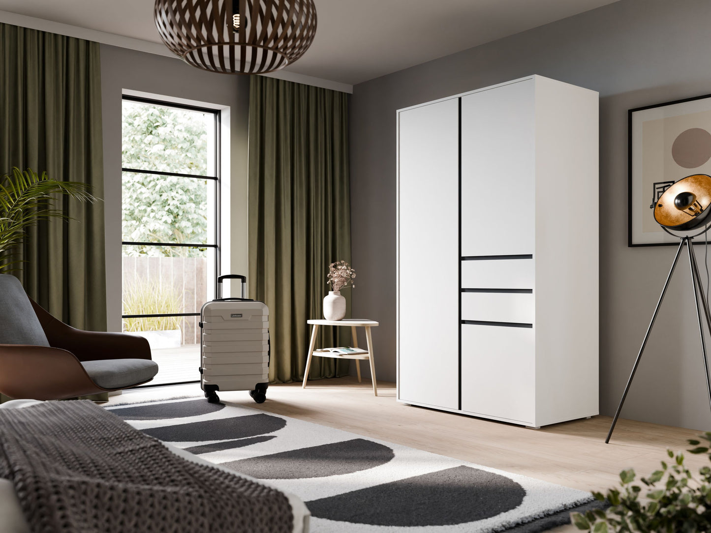 Homes & Jones Kleiderschrank 100 cm, Jugendzimmerschrank mit Schubladen