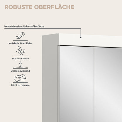 Viana Spiegelschrank (B/H/T: 80x70x18 cm) in Spiegelglas und Weiß