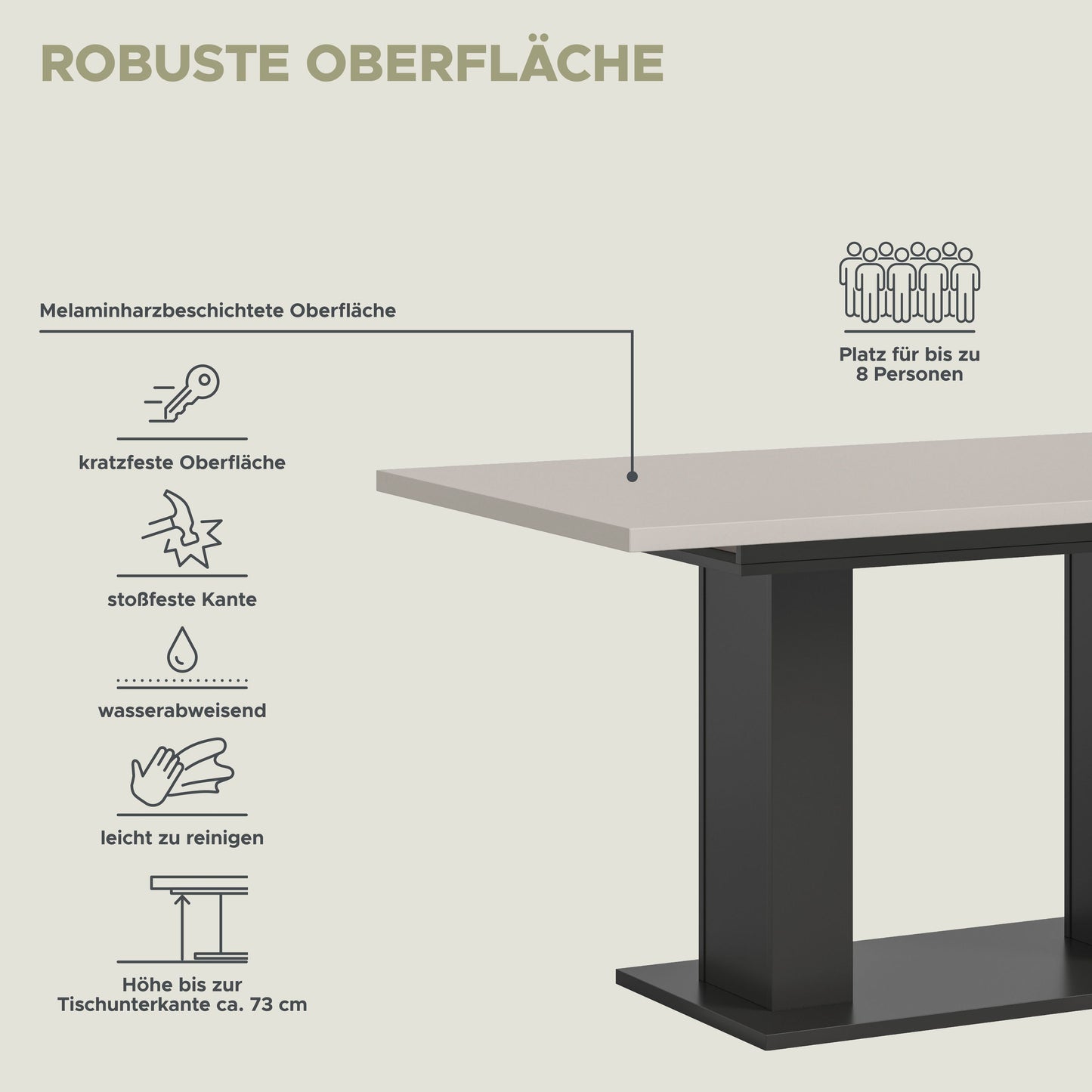 Table de salle à manger MOTION (L/H/P : env. 150/76/90 cm) en blanc/cachemire
