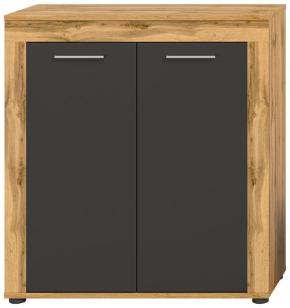Highboard JAM (L/H/P : env. 80/88/35 cm) en imitation chêne Wotan/gris