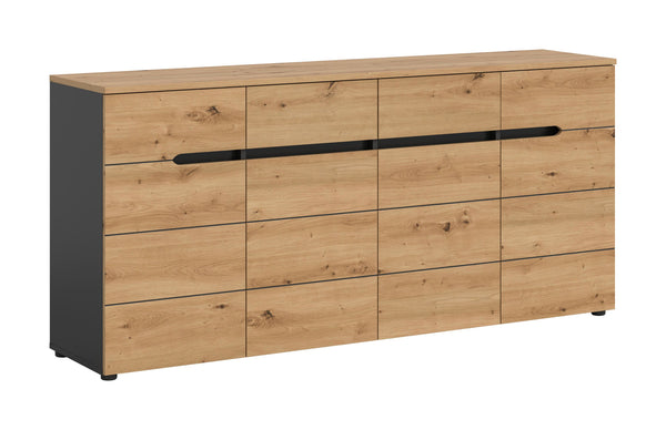 Kommode CANU (B/H/T: ca. 173/81/41 cm) in Basalt grau/Artisan Nachbildung