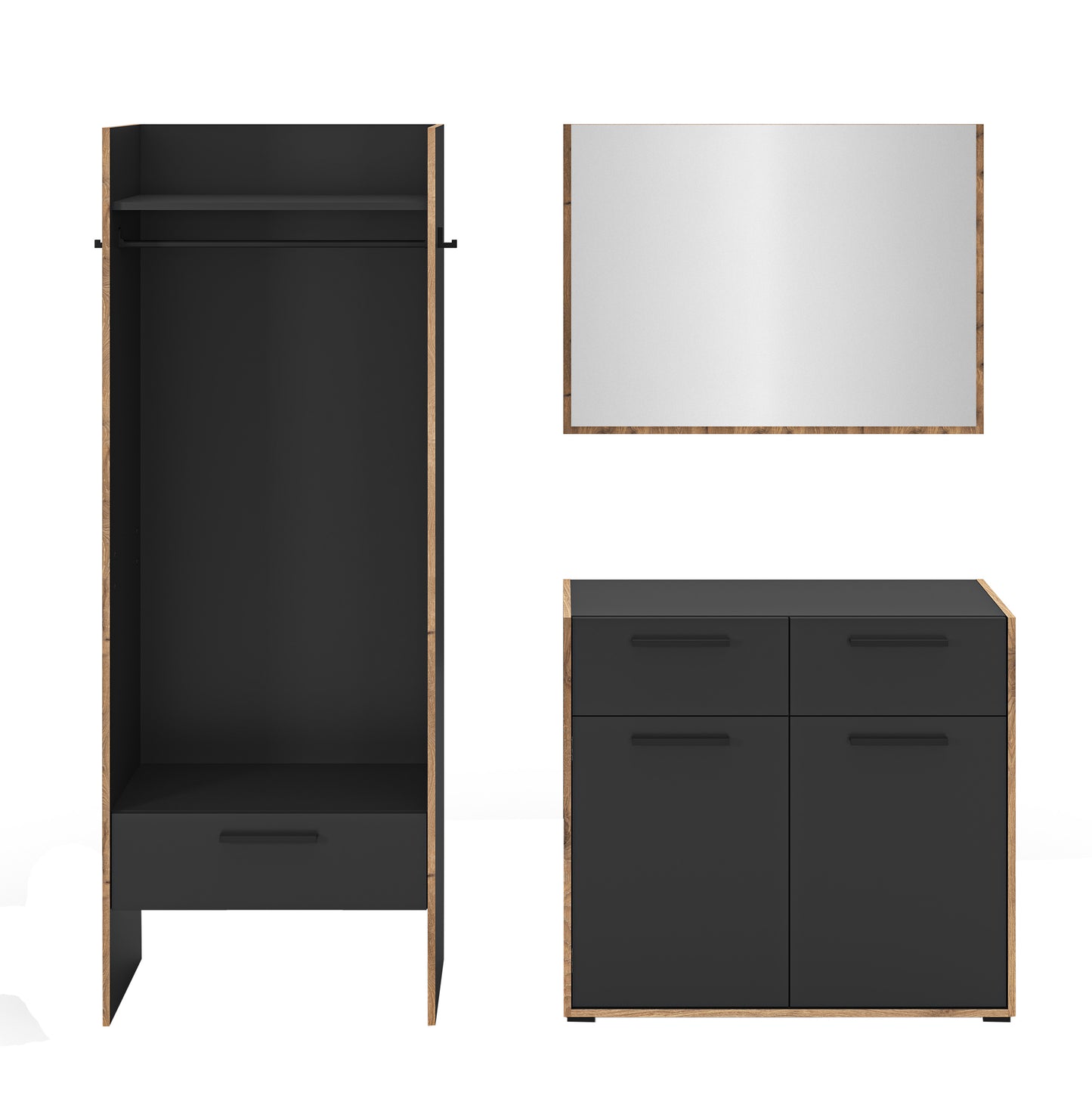 Homes & Jones Garderobe 3-tlg. Garderoben Set, Flurmöbel-Dielenmöbel