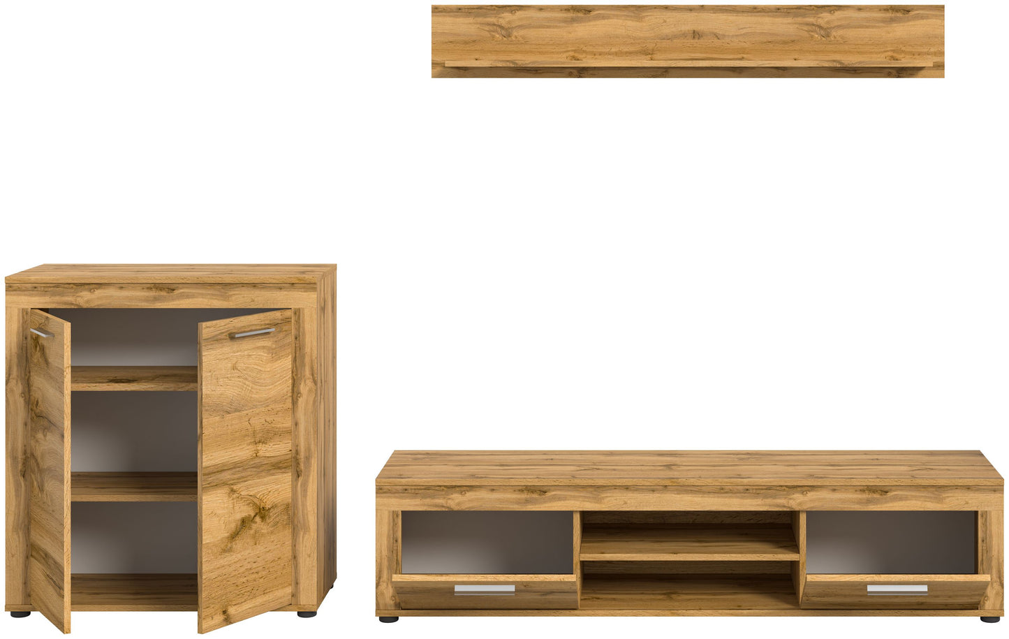 Meuble TV JAM (L/H/P : env. 255/159/40 cm) en imitation chêne Wotan/gris