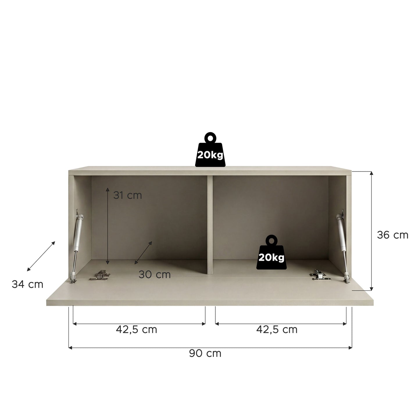 Beach Lowboard stehend/hängend  (B/H/T: 90x36x34 cm) in Kaschmir
