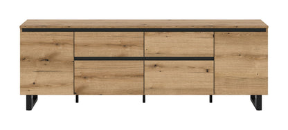 Meuble bas TV TOMASA (L/H/P : env. 188/65/36 cm) en imitation chêne Evoke/imitation chêne Evoke