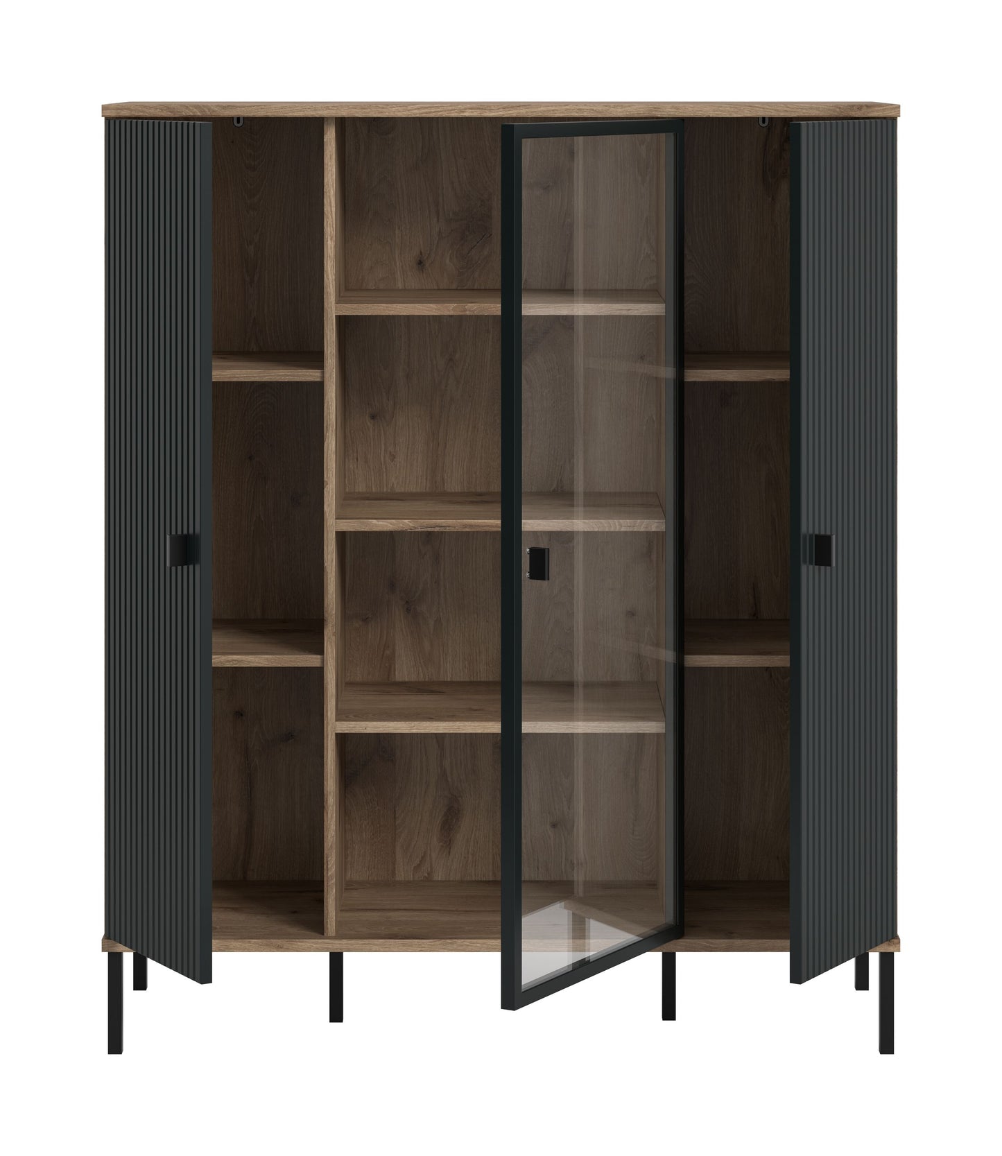 Homes & Jones Highboard, Wohnzimmerschrank-mit 4 Deko Fächer, Wohnmöbel