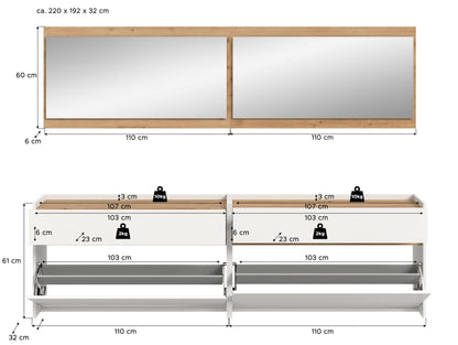 Homes & Jones Garderobe 4-tlg., Garderobenkomplettset, Dielenmöbel-Flurmöbel