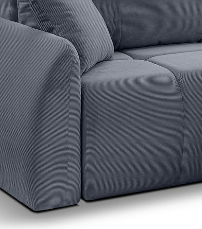 Canapé convertible d'angle Sancho Long – Canapé d'angle tendance en velours côtelé avec fonction couchage