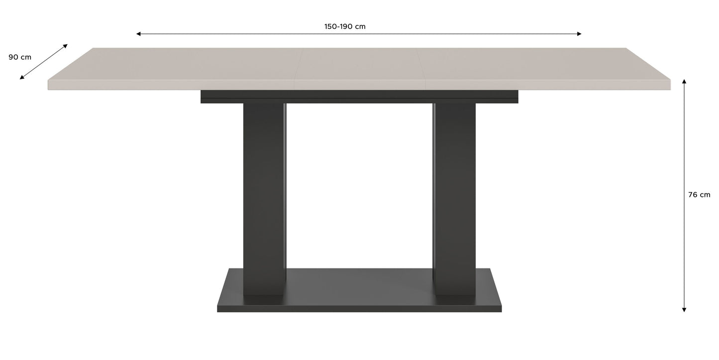 Table de salle à manger MOTION (L/H/P : env. 150/76/90 cm) en blanc/cachemire