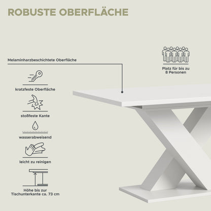 Table de salle à manger MOTION (L/H/P : env. 150/76/90 cm) en blanc/cachemire