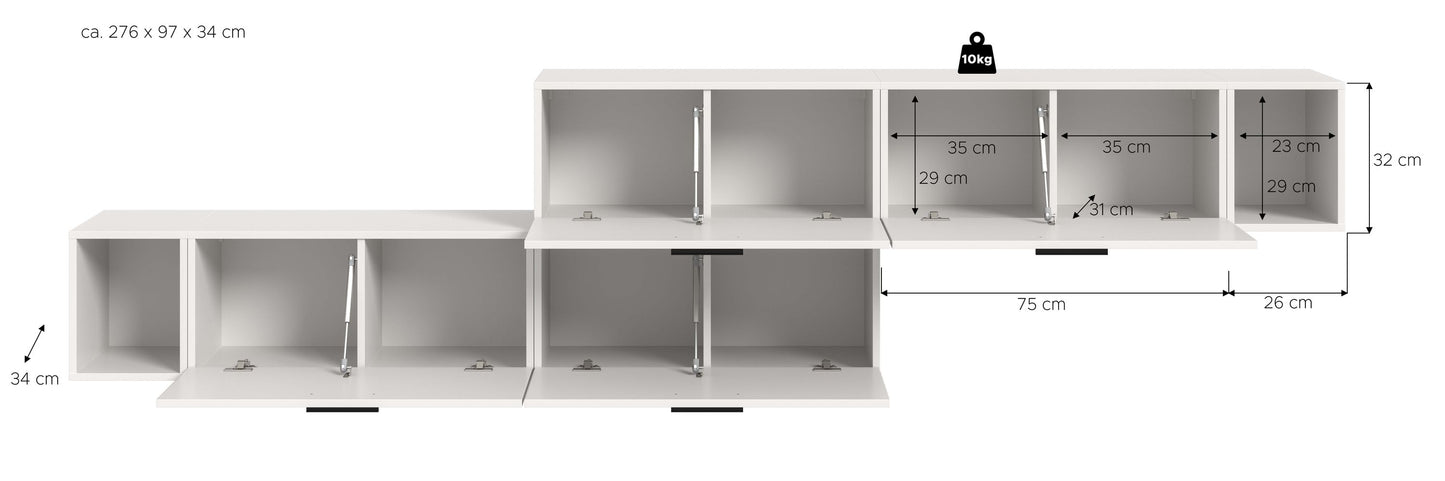 Homes & Jones Wohnwand 2-tlg. TV Möbel Modular Lowboard, Wohnzimmerschrank