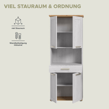Tall cabinet wide VERONA (W/H/D: approx. 74/187/34 cm) in Sibiu larch reproduction/Sibiu larch reproduction