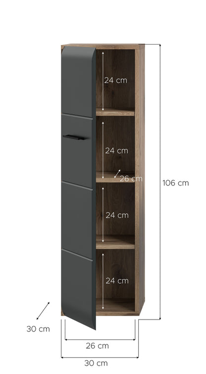 Type de rangement ICE (L/H/P : env. 30/106/30 cm) en imitation Chêne Nox/noir mat