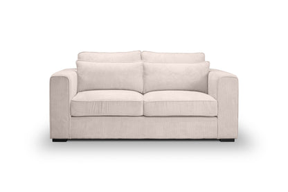 Polstersessel (2,5-Sitzer) aus beigem Cordstoff, frontale Ansicht mit Sitzkissen