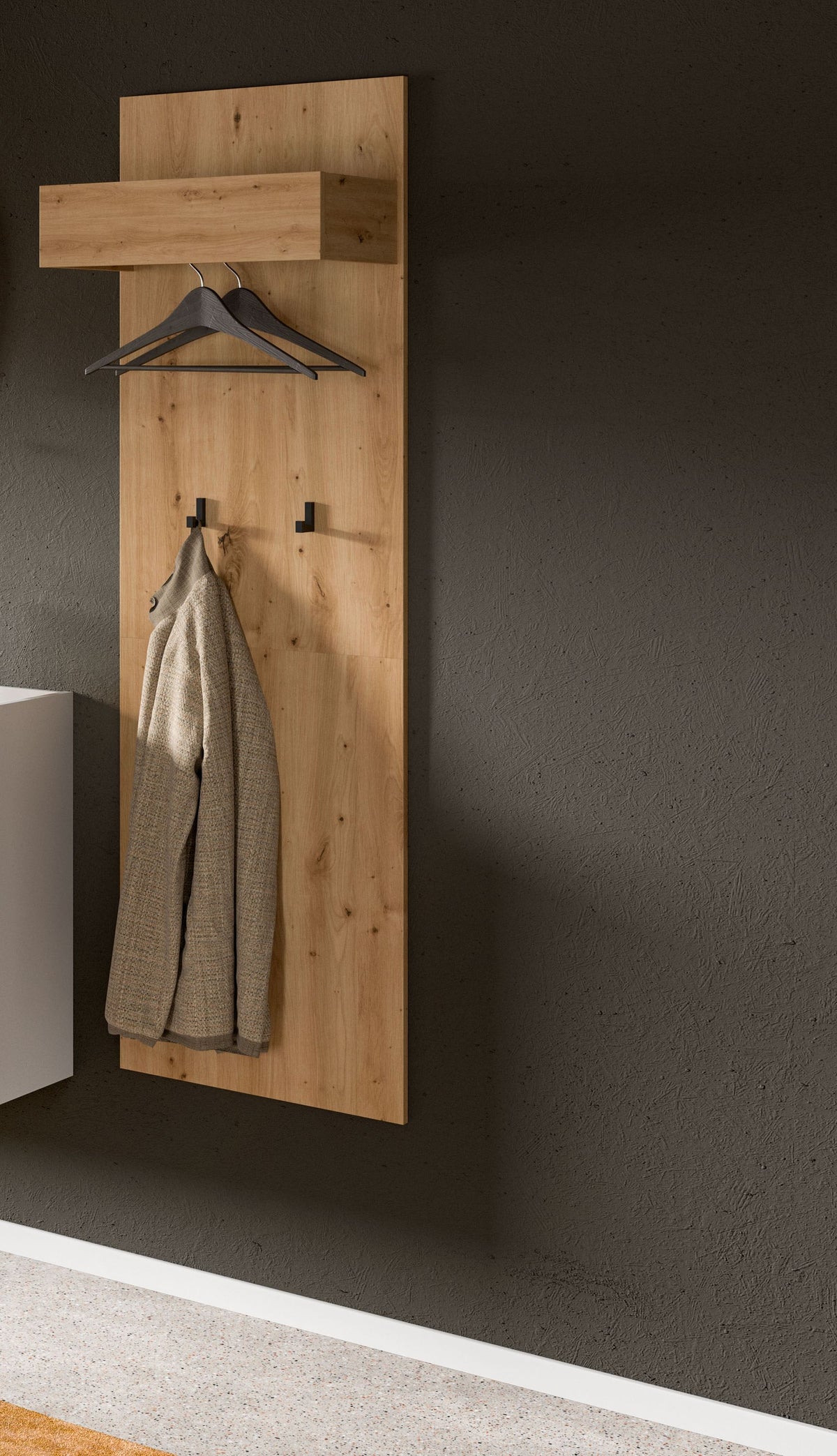 DRIVE coat rack panel (W/H/D: approx. 50/160/27 cm) in Artisan Oak repro/Artisan Oak repro