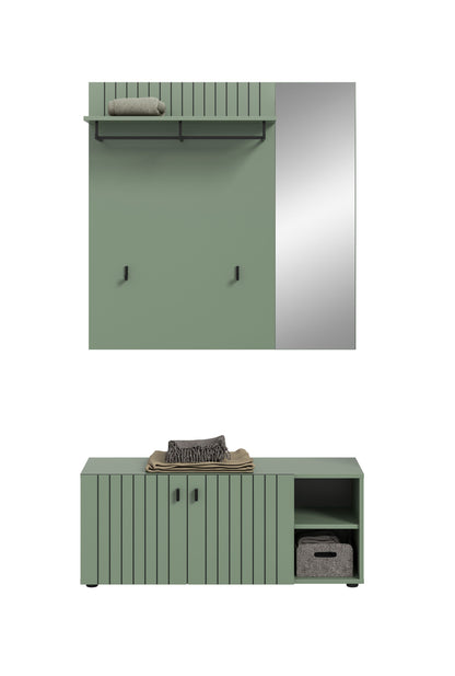 Ensemble de penderie STATION (L/H/P : env. 106/192/37 cm) en vert fumé/vert fumé